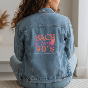 Fun Pink and Orange 90s Retro Bachelorette Denim Jacket