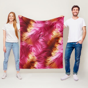 Fun Pink and Orange faux monster fur texture Fleece Blanket