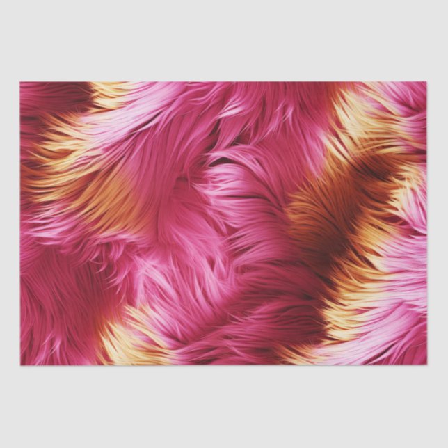 Fun Pink and Orange faux monster fur texture Tissue Paper (Front)