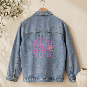 Fun Pink and Purple 90s Retro Bachelorette Denim Jacket