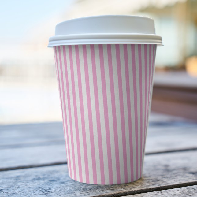 Fun, Pink and White Diagonal Striped Paper Cups (Creator Uploaded)