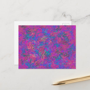 Fun Pink, Blue and Multicolored Abstract Pattern Postcard
