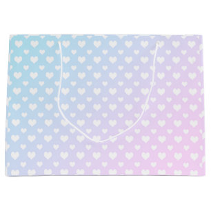 Fun Pink Blue White Hearts Large Gift Bag