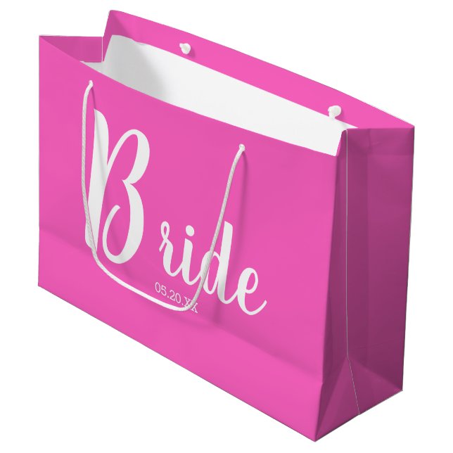 Fun Pink Bride Large Gift Bag (Front Angled)