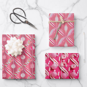 Fun Pink Candy Lane Collection Wrapping Paper Sheet