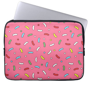 Fun Pink Candy Sprinkles Pattern Laptop Sleeve