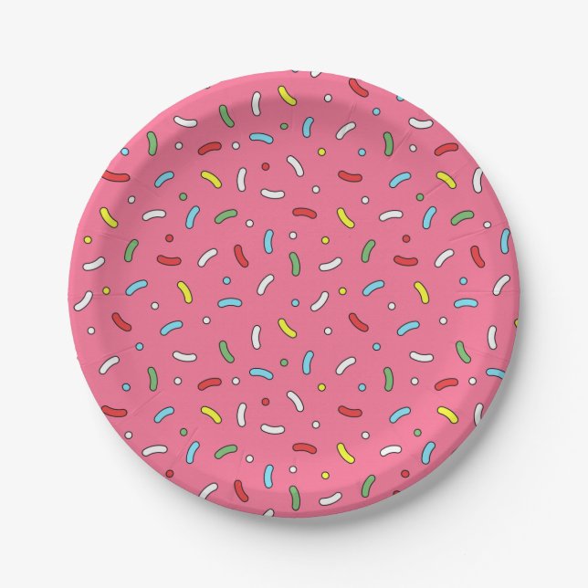 Fun Pink Candy Sprinkles Pattern Paper Plate (Front)