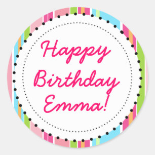 Fun Pink Colour Stripes and Dots Stickers