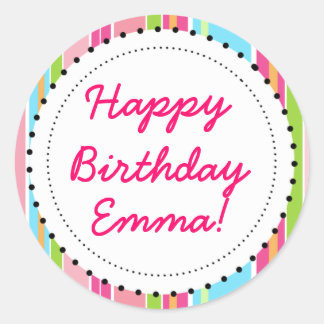 Fun Pink Colour Stripes and Dots Stickers