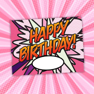 Fun Pink Comic Book HAPPY BIRTHDAY Postcard