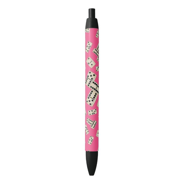 Fun pink domino pattern black ink pen (Front Vertical)