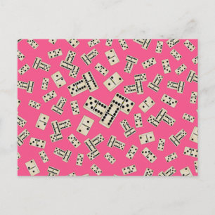 Fun pink domino pattern postcard