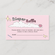 Fun Pink Doodle Cloud Diaper Raffle