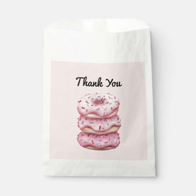Fun Pink Doughnut Sprinkles Custom Thank You Favour Bags (Front)