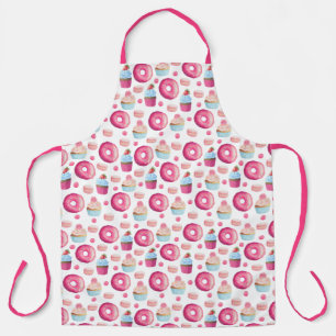 Fun Pink Doughnuts and Cupcakes Pattern Apron