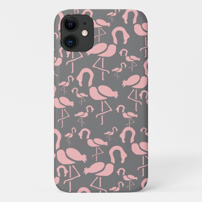 Fun Pink Flamingo bird art Case-Mate iPhone Case (Back)