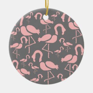 Fun Pink Flamingo bird art Ceramic Tree Decoration