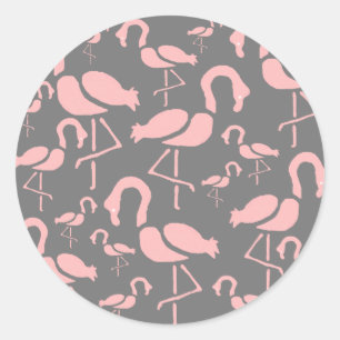Fun Pink Flamingo bird art Classic Round Sticker