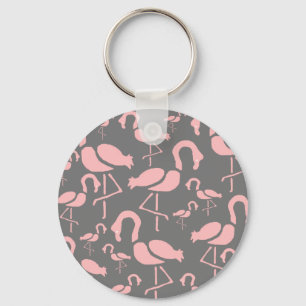 Fun Pink Flamingo bird art Key Ring