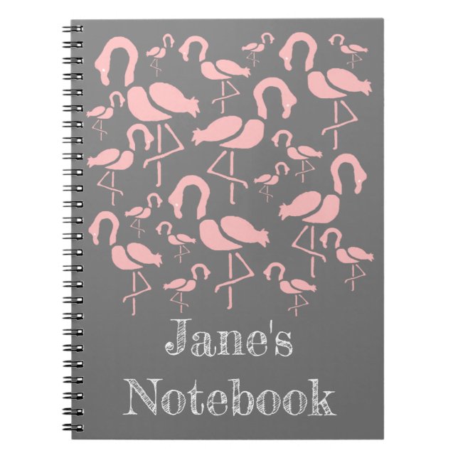 Fun Pink Flamingo bird art Notebook (Front)