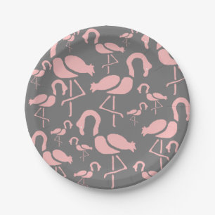 Fun Pink Flamingo bird art Paper Plate
