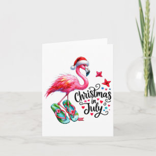 Fun Pink Flamingo Flip Flops Summer Christmas In J Card