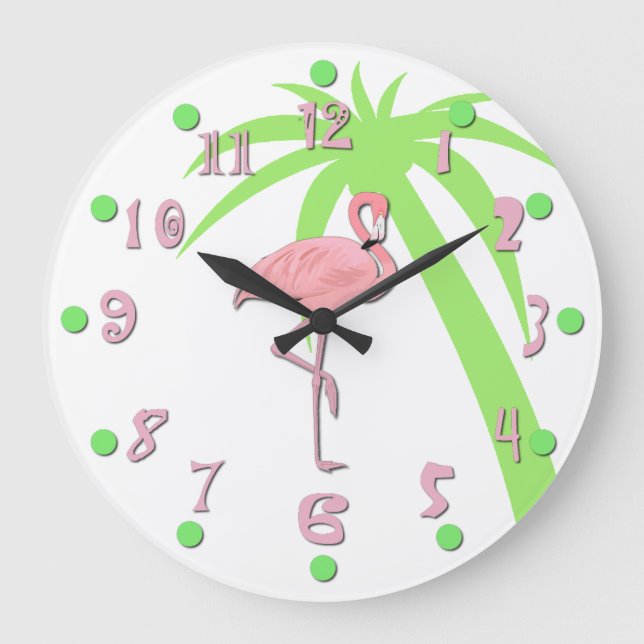 Fun Pink Flamingo Wall Clock (Front)