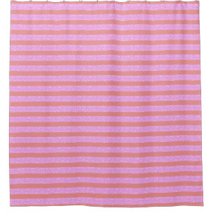 Fun Pink Geometric Stripes Beach House Shower Curtain