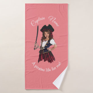 Fun Pink Girl Pirate  Bath Towel