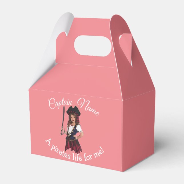 Fun Pink Girl Pirate  Favour Box (Front Side)