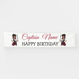 Fun Pink Girl Pirate  HAPPY BIRTHDAY Banner