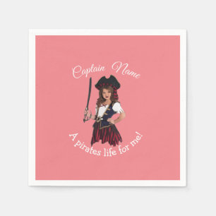 Fun Pink Girl Pirate  Napkin