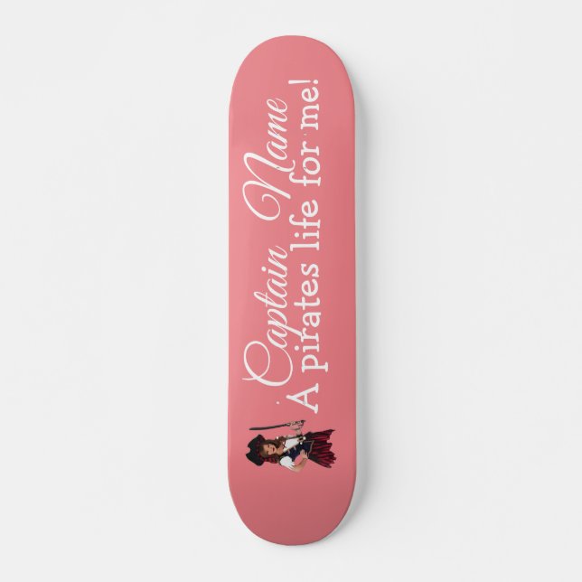 Fun Pink Girl Pirate  Skateboard (Front)