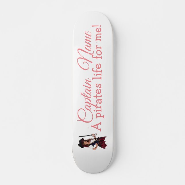 Fun Pink Girl Pirate  Skateboard (Front)