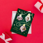 Fun pink & Green Neon Photo Christmas Ornaments Foil Holiday Card<br><div class="desc">Light up the season with our fun, merry and bright neon Christmas photos card. The design features colourful neon hanging oraments with personalised photos. Accented with elegant gold foil accents to make this card pop! Customise with a holiday greeting, family signature, and year. The reverse side features a neon pink...</div>
