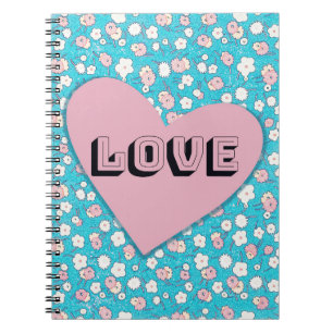 Fun Pink Heart and Love Floral Journal