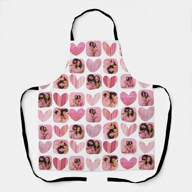 Fun Pink Hearts & Photo Collage Keepsake Apron (Front)