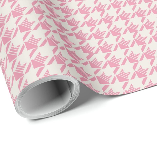 Fun Pink Houndstooth Wrapping Paper (Roll Corner)