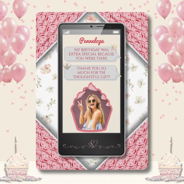 Fun Pink Knitted Text Message Thank You Cards (Fun Pink Knitted Text Message Thank You Cards)