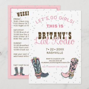 Fun Pink Last Rodeo Bachelorette Party Invitation