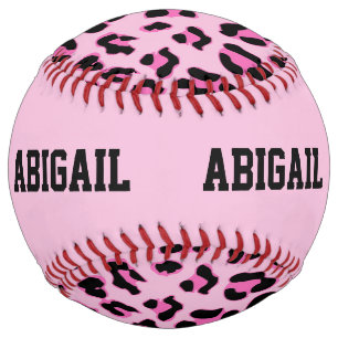 Fun Pink Leopard Print - Customise Name Softball