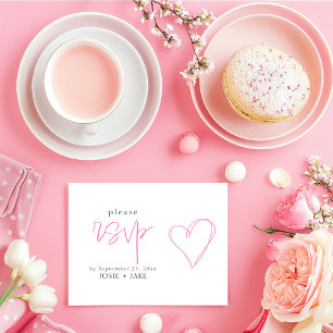 Fun pink love heart rsvp enclosure card