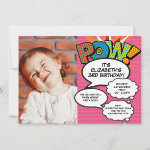 Fun Pink Modern Birthday Party Photo Comic Any Age Invitation