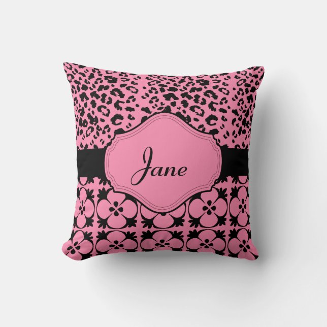 Fun Pink Monogrammable Pillow (Front)