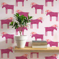 Fun Pink Moose Elk Pattern