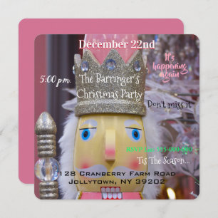 Fun Pink Nutcracker Cute Christmas Party Invitation