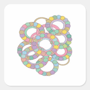 Fun Pink PASTEL CIRCLES Vinyl Style Square Sticker