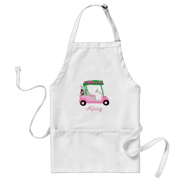 Fun Pink Personalised Name Golf Cart Clubs Standard Apron (Front)