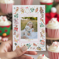 Fun Pink Photo Christmas Family Card