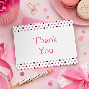 Fun Pink Polka Dots Thank You Postcard